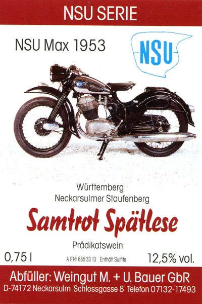 NSU Max 1953 - 2017 Samtrot Spätlese 750ml